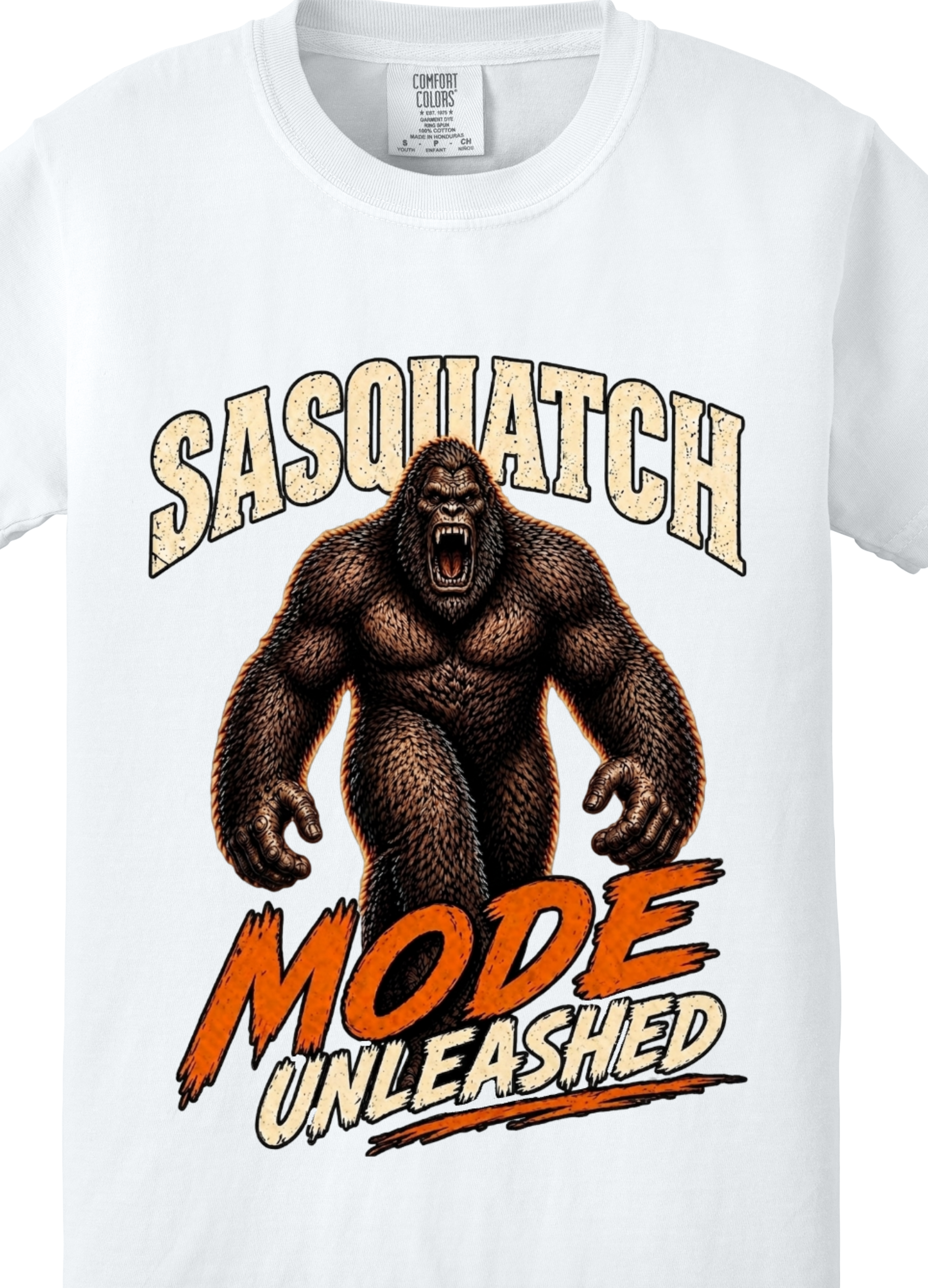 Sasquatch Mode Unleashed T-Shirt – Funny Bigfoot Graphic Tee, Bold Wilderness Shirt