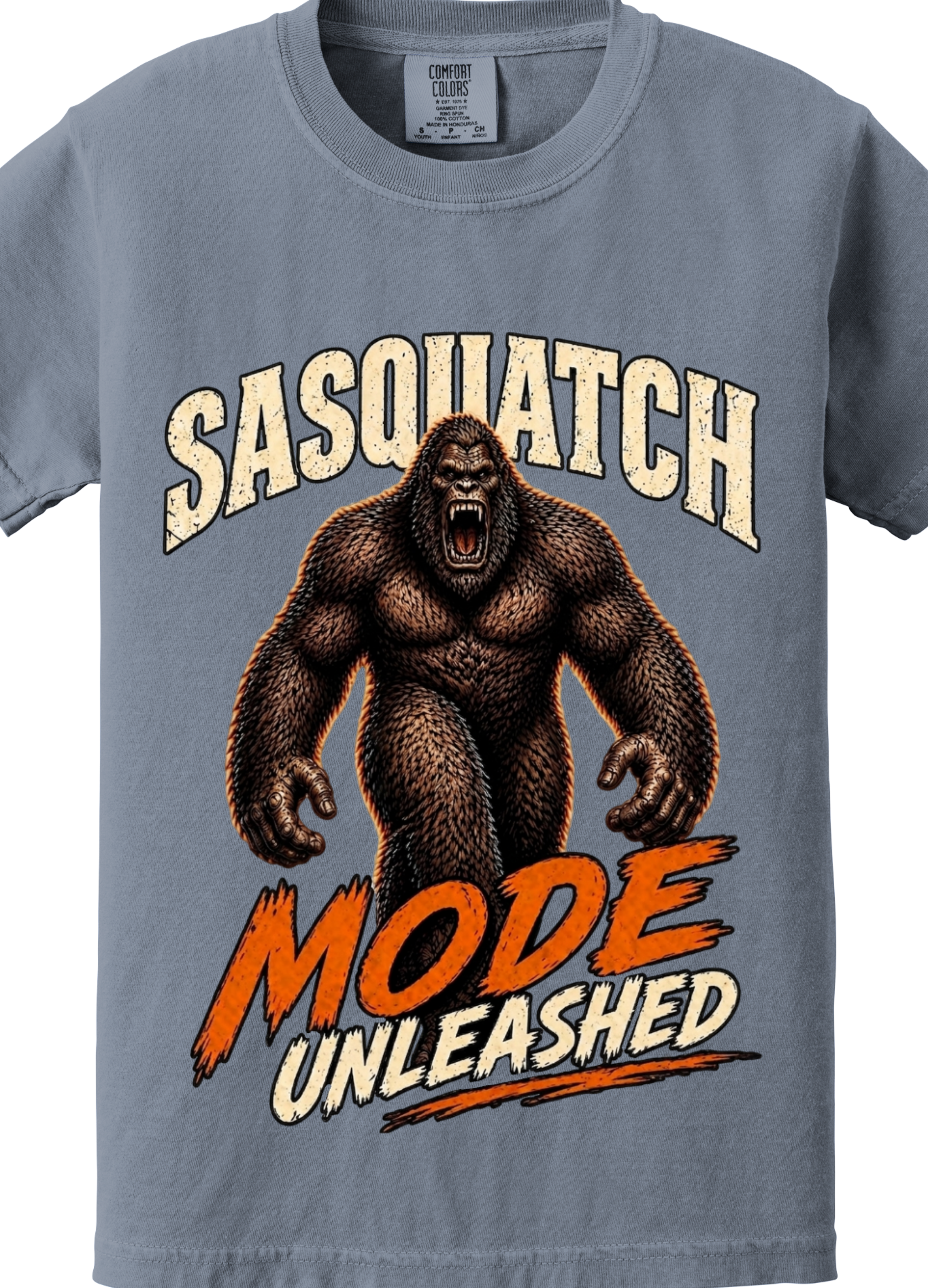 Sasquatch Mode Unleashed T-Shirt – Funny Bigfoot Graphic Tee, Bold Wilderness Shirt