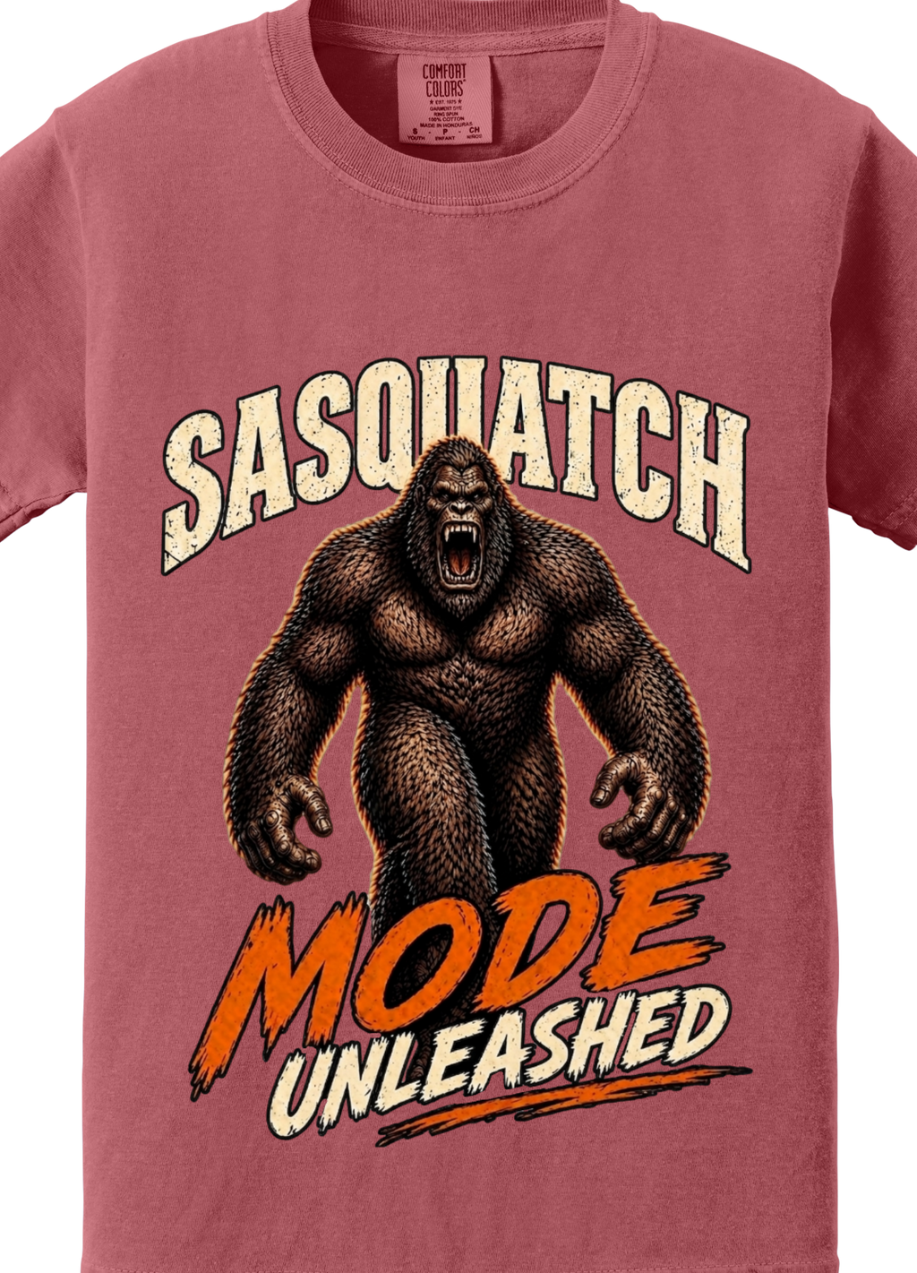 Sasquatch Mode Unleashed T-Shirt – Funny Bigfoot Graphic Tee, Bold Wilderness Shirt