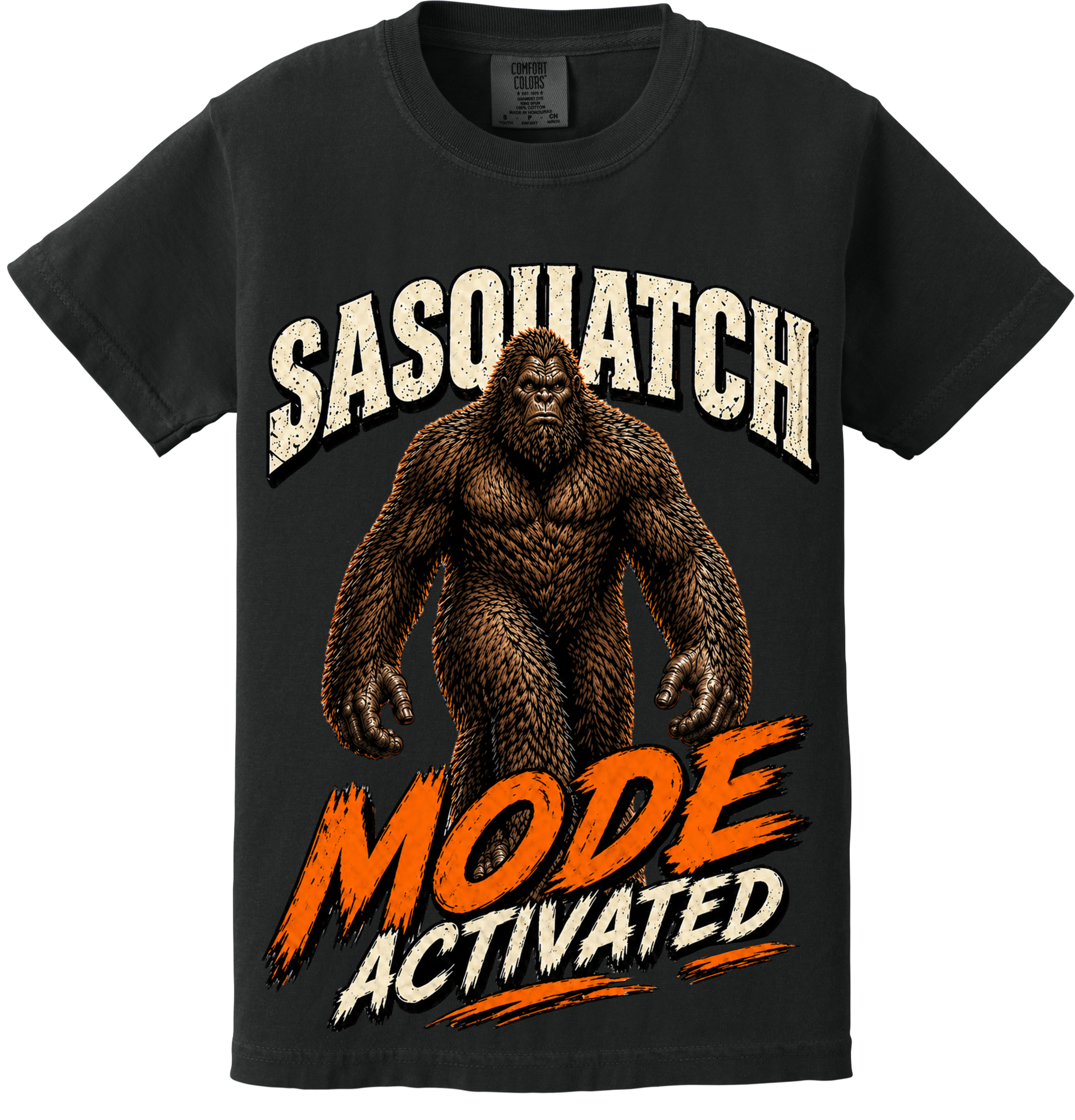 Sasquatch Bigfoot Cryptid Funny Shirt Graphic Tee Outdoor Hiking Beast Mode Unleashed Mens Shirt Black Tee Vintage Style Statement Shirt