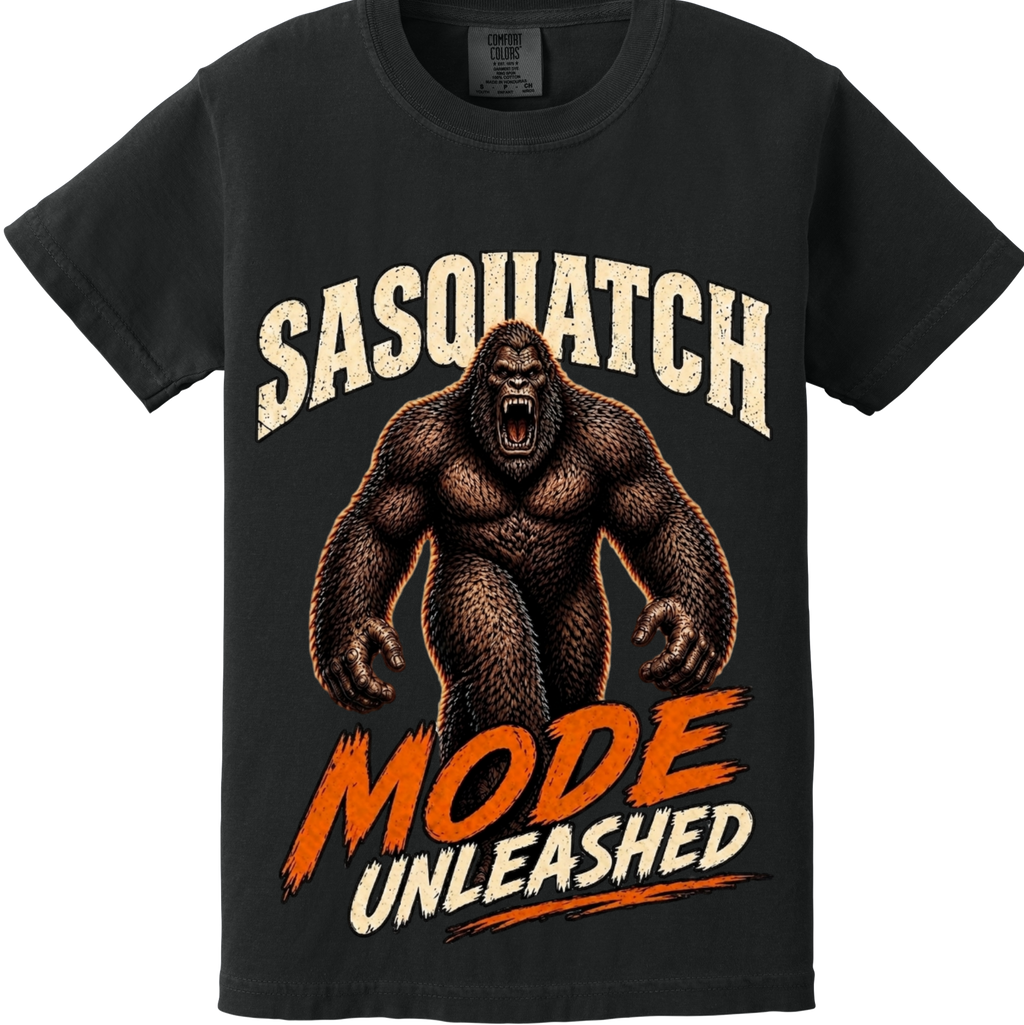 Sasquatch Mode Unleashed T-Shirt – Funny Bigfoot Graphic Tee, Bold Wilderness Shirt