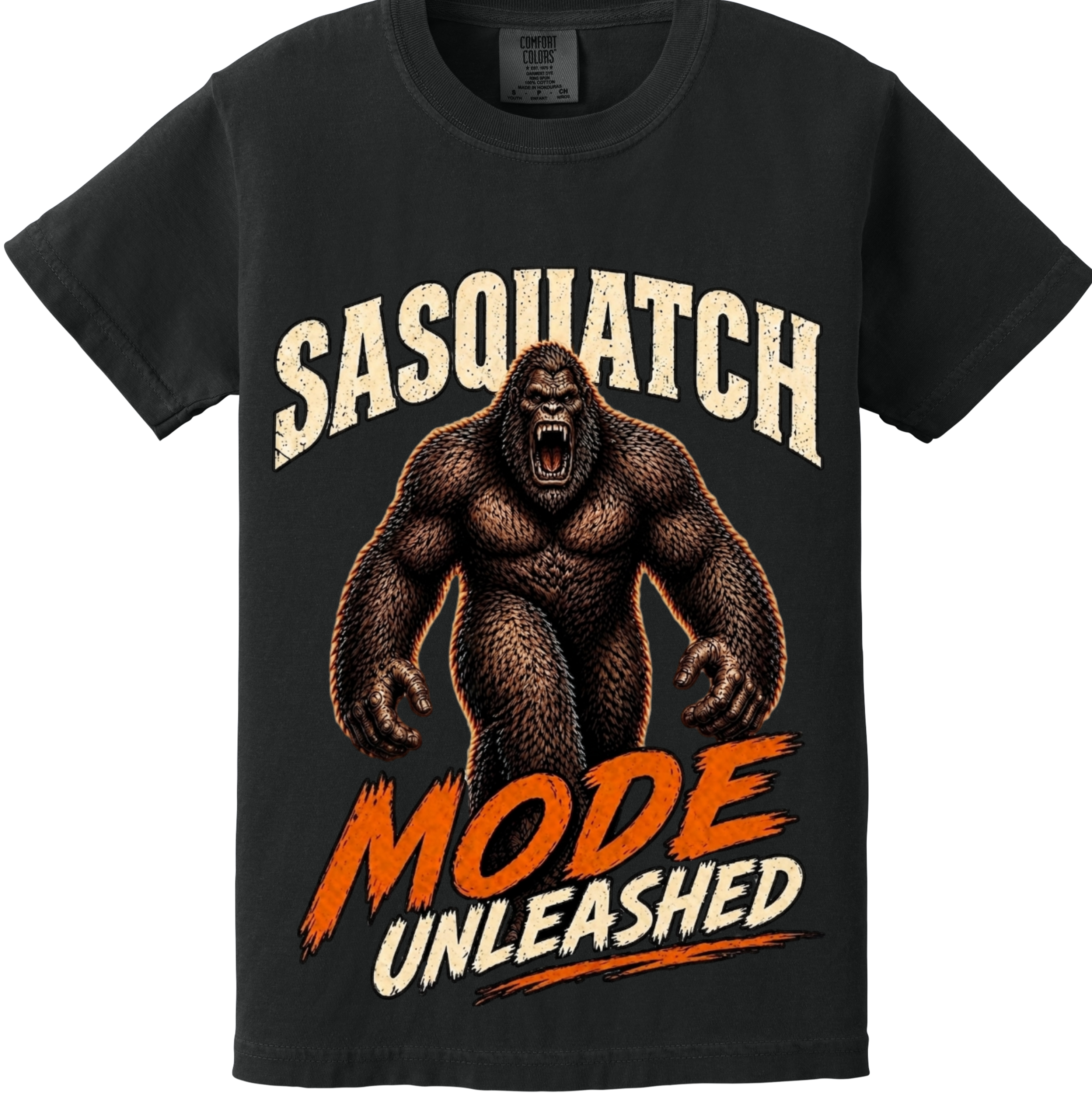 Sasquatch Mode Unleashed T-Shirt – Funny Bigfoot Graphic Tee, Bold Wilderness Shirt