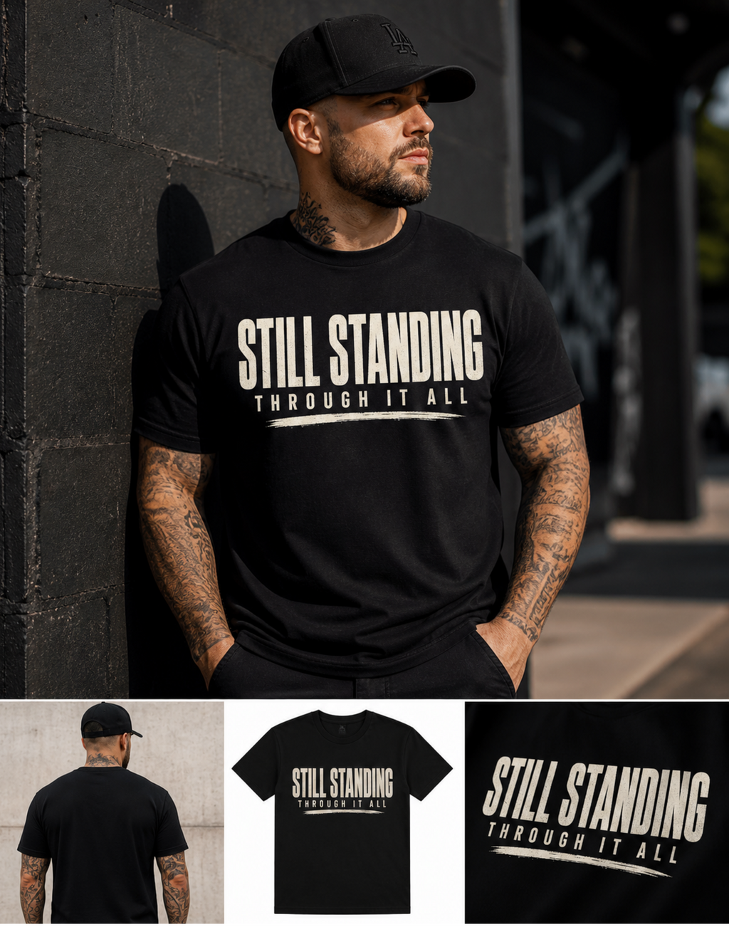 Still Standing Through It All Shirt | Resilience Tee | Motivational Streetwear | Minimal Bold Graphic T-Shirt